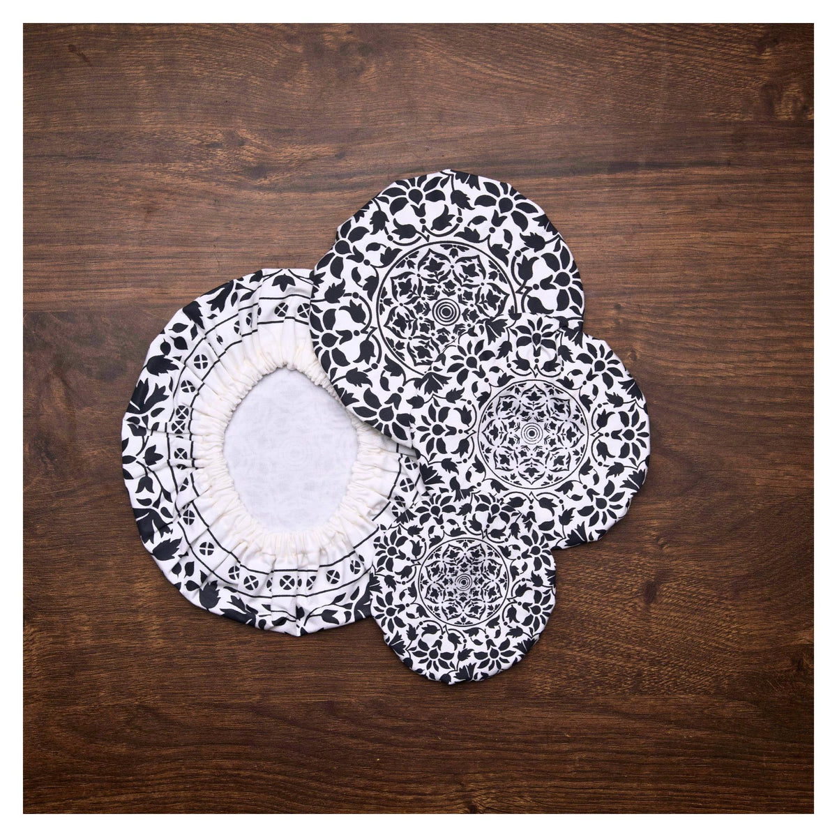 Organic Cotton Bowl Covers Set of 4 | Turkish Mandala Print, Reusable Fabric Dish Covers & Sourdough Proofing Cloths