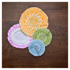 Organic Cotton Bowl Covers Set of 4 | Greek Mandala Print, Reusable Fabric Dish Covers & Sourdough Proofing Cloths