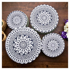 Organic Cotton Bowl Covers Set of 4 | Greek Mandala Print, Reusable Fabric Dish Covers & Sourdough Proofing Cloths