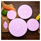 Organic Cotton Bowl Covers Set of 4 | Classic Greek Mandala Print, Reusable Fabric Dish Covers & Bread Rising Cloths
