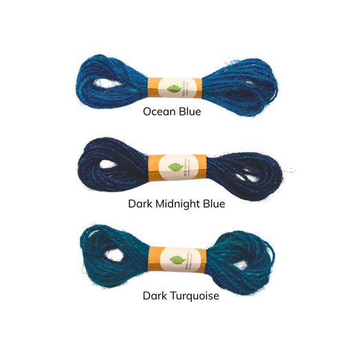 Blue Jute Twine Cord | Single 10-Yard Spool | Ocean, Turquoise, Midnight Blue Artisan String for Gift Wrapping, Macrame Crafting