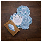 Organic Cotton Bowl Covers Set of 4 | Greek Mandala Print, Reusable Fabric Dish Covers & Sourdough Proofing Cloths