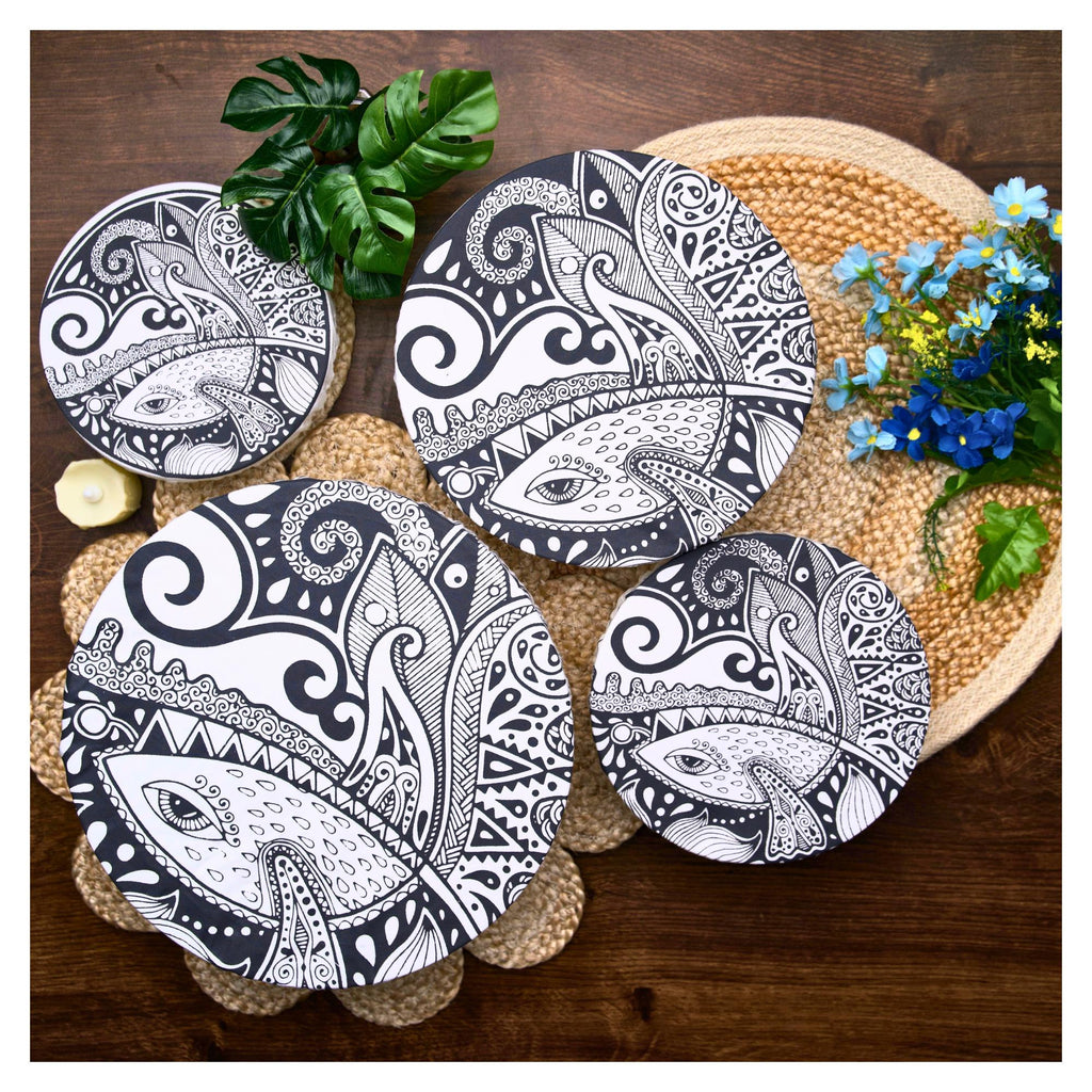 Organic Cotton Bowl Covers Set of 4 | Natural Touch Mandala Print, Reusable Fabric Dish Covers & Sourdough Proofing Cloths