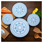 Organic Cotton Bowl Covers Set of 4 | Classic Greek Mandala Print, Reusable Fabric Dish Covers & Bread Rising Cloths