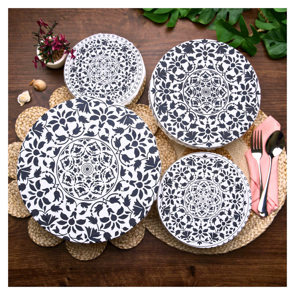 Organic Cotton Bowl Covers Set of 4 | Turkish Mandala Print, Reusable Fabric Dish Covers & Sourdough Proofing Cloths